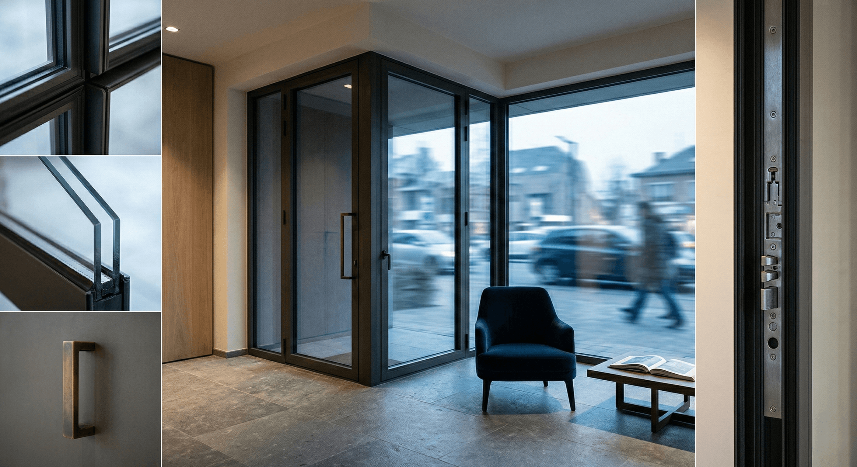 Porte d'entrée isolante installée sur une façade moderne